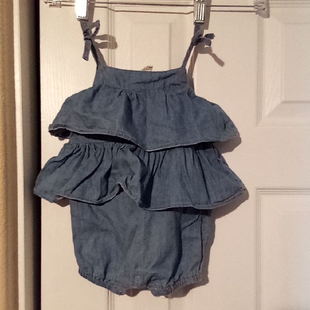 Baby Cotton On Blue Denim Ruffle Romper